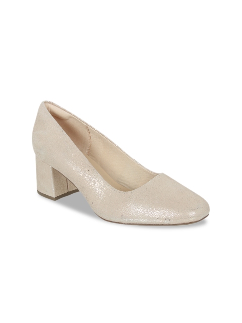 

Clarks Women Muted Gold-Toned Solid Leather Pumps