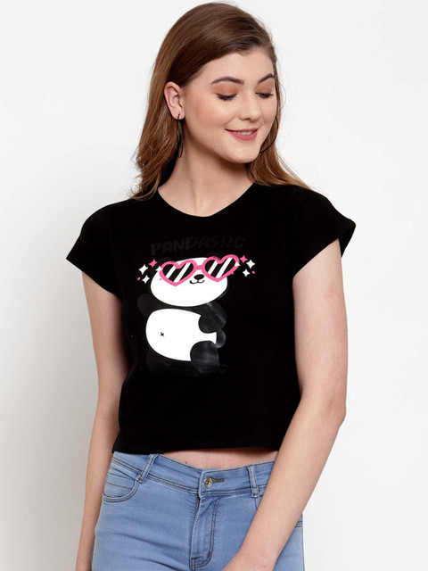 

Everlush Women Black & White Printed Crop Top