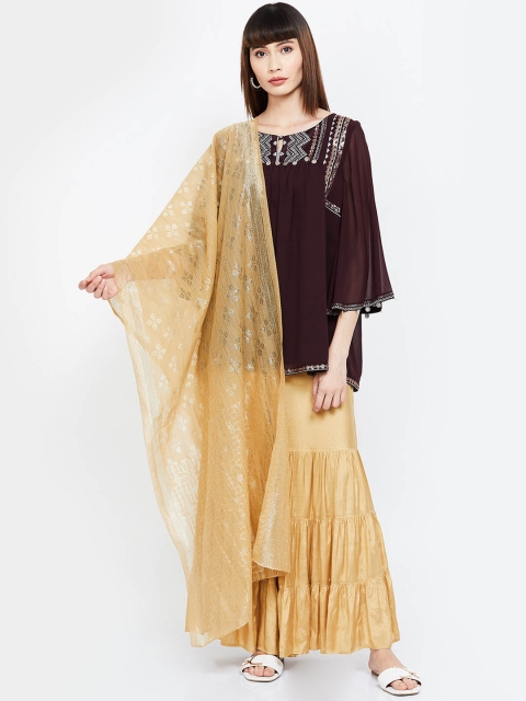 

Melange by Lifestyle Gold-Toned Woven Design Dupatta