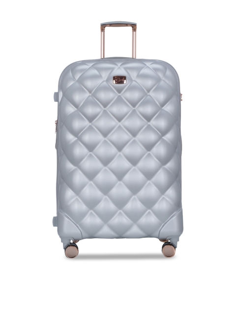 

IT luggage Unisex Silver-Toned Textured Opulent 360-Degree Rotation Hard-Sided Expandable Medium Trolley Suitcase