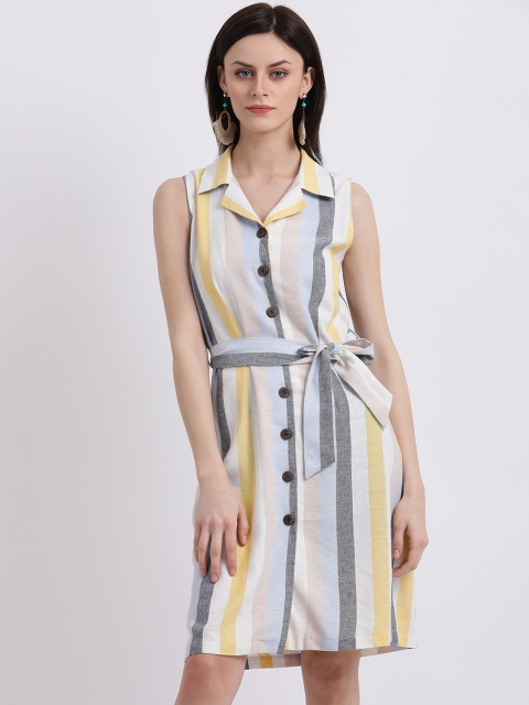 

Zink London Women White Striped Shirt Dress
