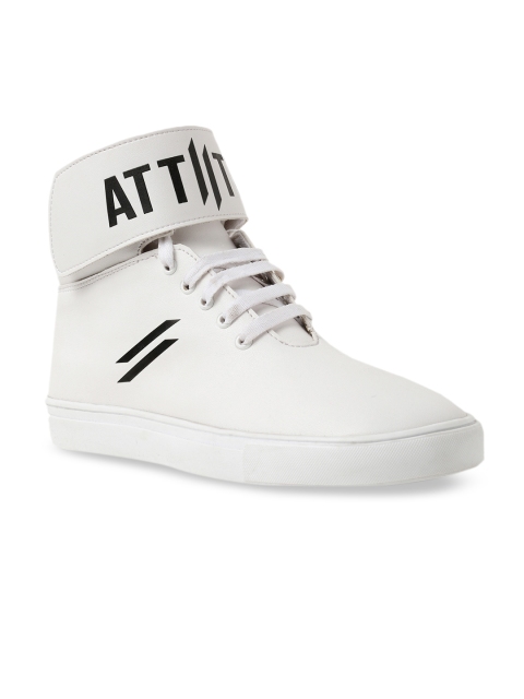 

ATTIITUDE Men White Printed High-Top Sneakers