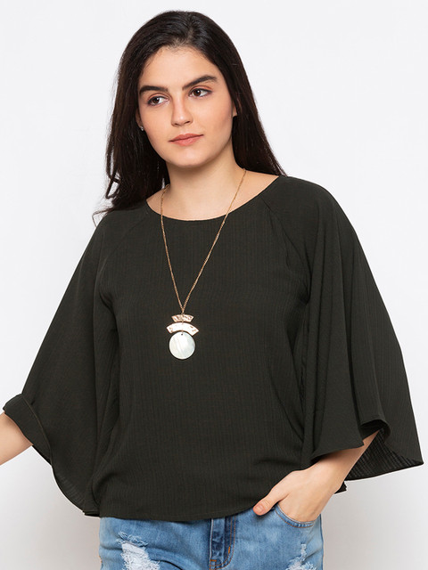 

Iti Women Olive Green Solid Top
