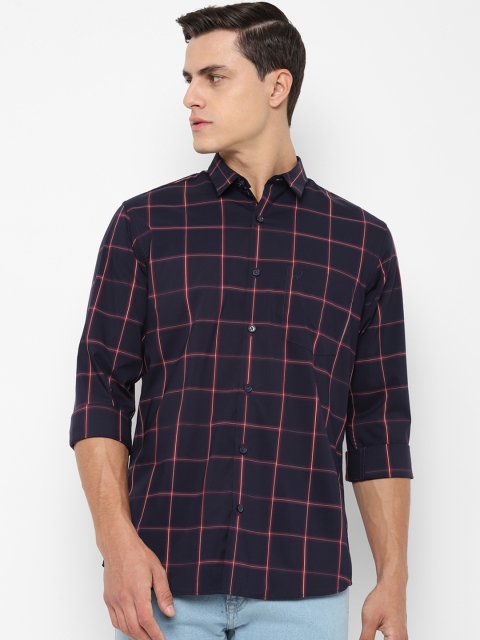 

Allen Solly Men Navy Blue & Red Slim Fit Checked Casual Shirt