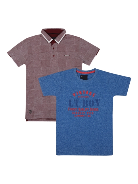

Lil Tomatoes Boys Pack Of 2 Printed Round Neck T-shirt, Mauve