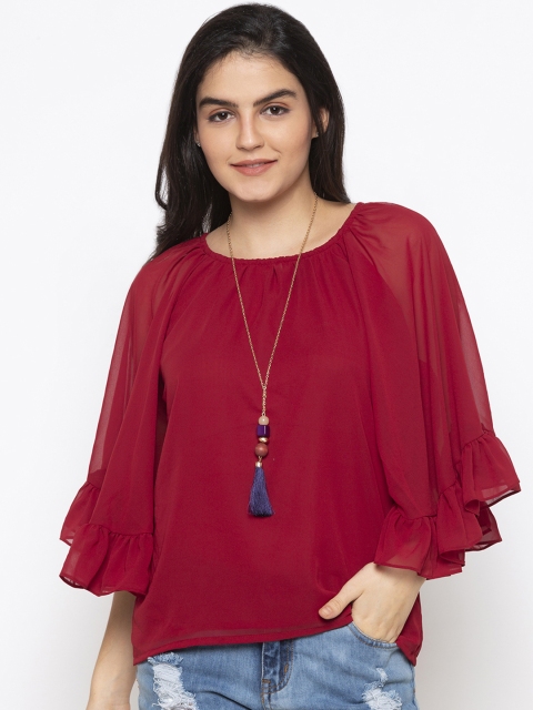 

Iti Women Red Solid A-Line Top