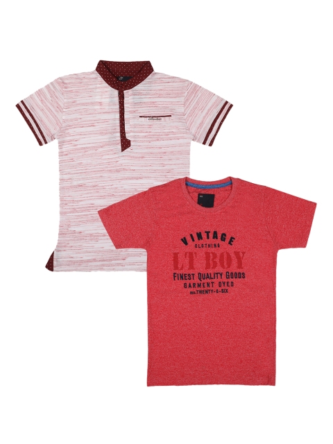 

Lil Tomatoes Boys Pack Of 2 Maroon & Red Printed Round Neck T-shirt