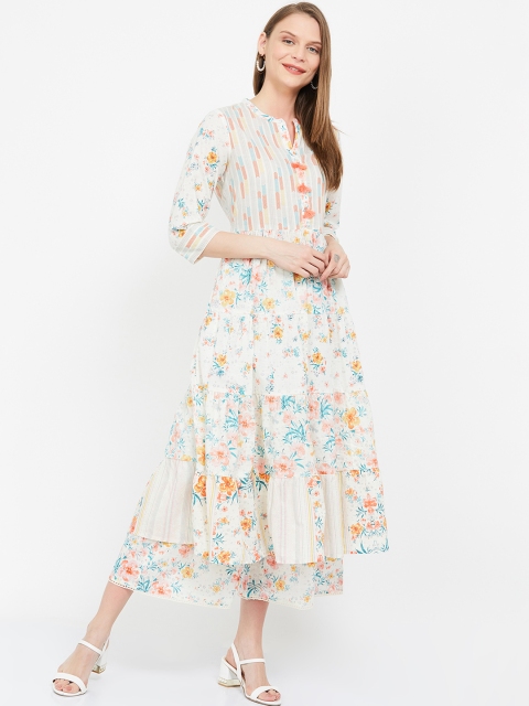 

Melange by Lifestyle Women Beige Printed A-Line Ethnic Dress