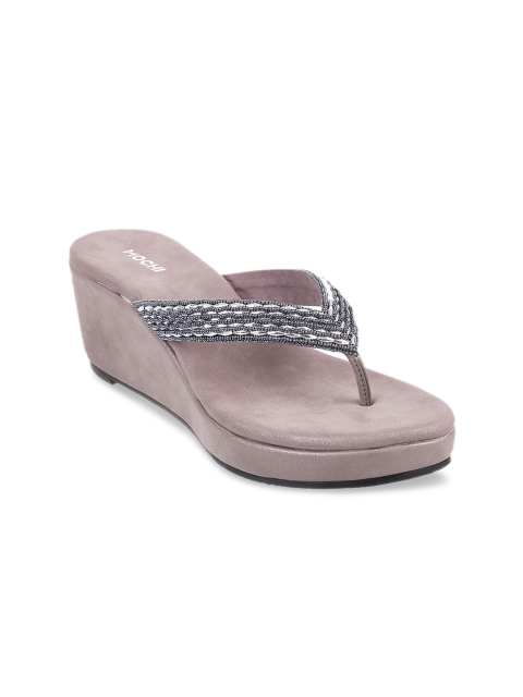 

Mochi Women Grey Embellished Wedges