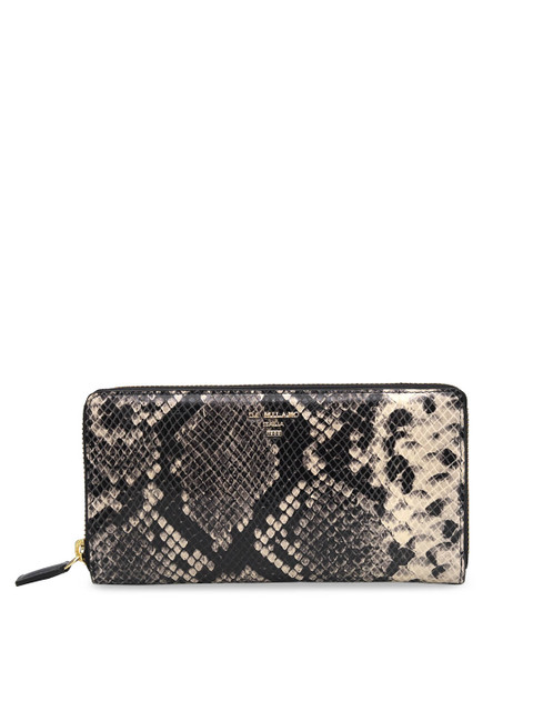 

Da Milano Women Off-White & Black Printed Zip Around Leather Wallet