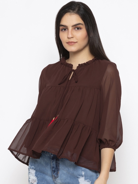 

Iti Women Brown Solid A-Line Top