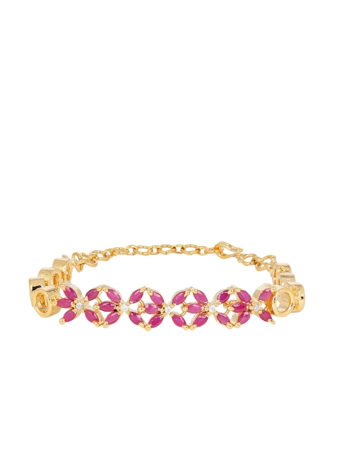 

Adwitiya Collection Women Pink & Gold-Plated Antique Bracelet
