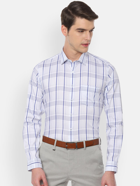 

Van Heusen Men Blue & Off-White Slim Fit Checked Formal Shirt
