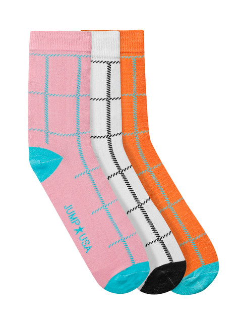 

JUMP USA Women Pack of 3 Patterned Calf-Length Socks, Orange