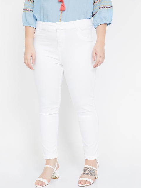 

nexus Plus Size Women White Skinny Fit Mid-Rise Clean Look Jeans