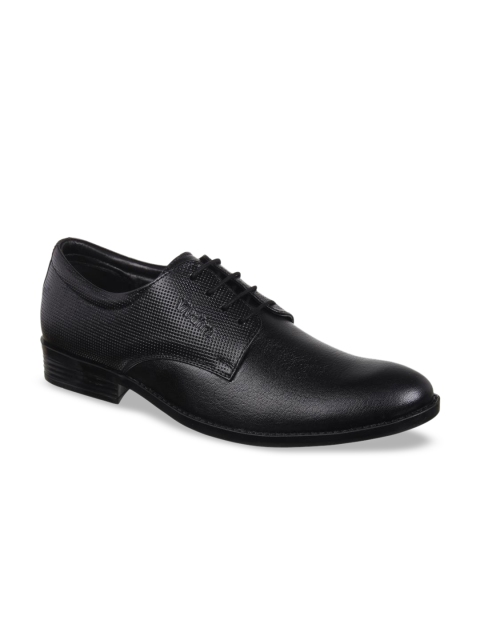 

Vardhra Men Black Textured Leather Derbys