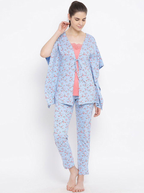 

Kanvin Women Blue & Pink Printed Night Suit MJKSS20194B