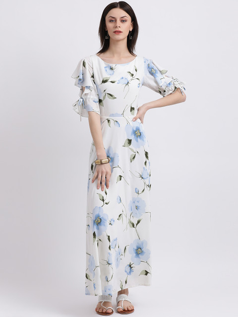 

Zink London Women White Printed Fit and Flare Dress