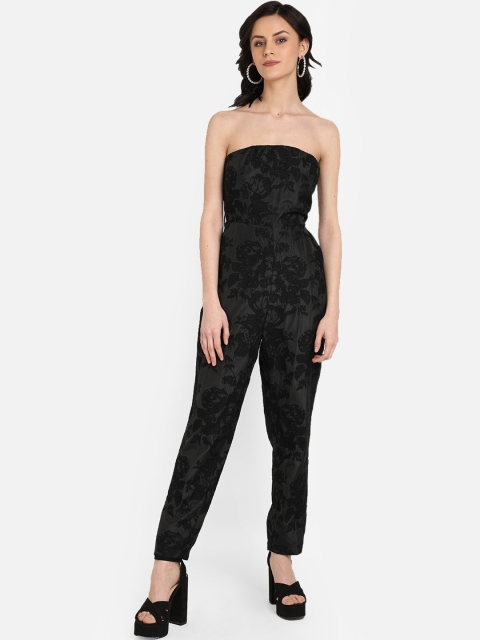 

COVER STORY Women Black Self Design Basic Jumpsuit