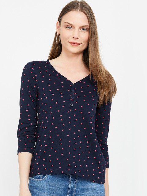 

Bossini Women Navy Blue & Pink Printed Top