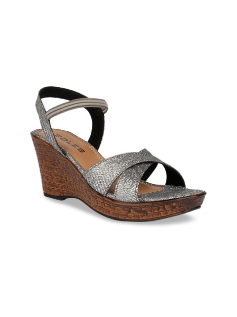 

SOLES Women Grey Embellished Sandals