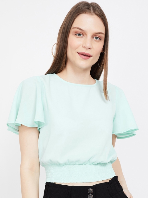 

Ginger by Lifestyle Women Green Solid Blouson Top