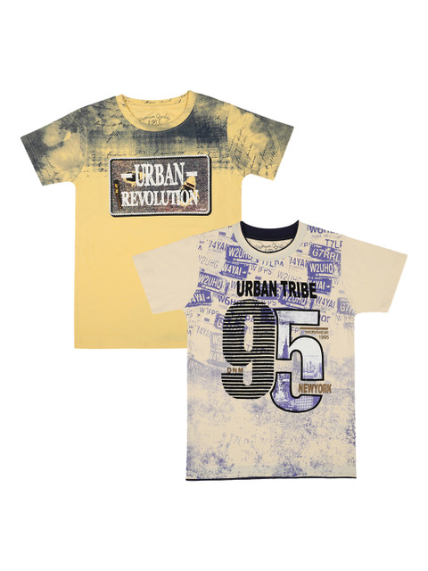 

Lil Tomatoes Boys Pack Of 2 Printed Round Neck T-shirt, Yellow
