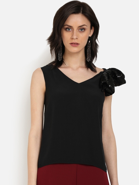 

COVER STORY Women Black Embellished Top