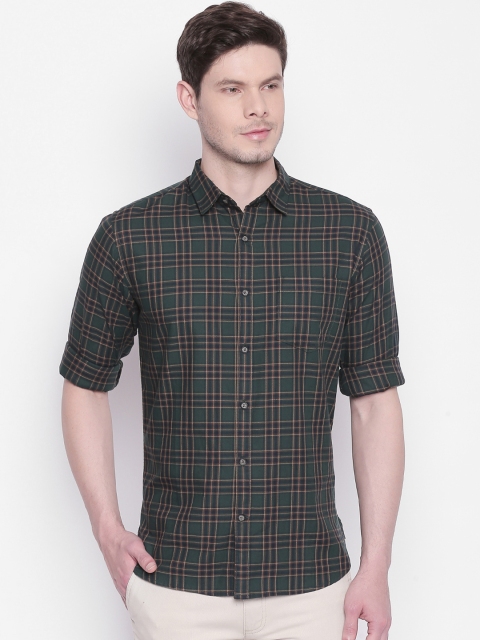 

BYFORD by Pantaloons Men Green & Beige Slim Fit Checked Casual Shirt