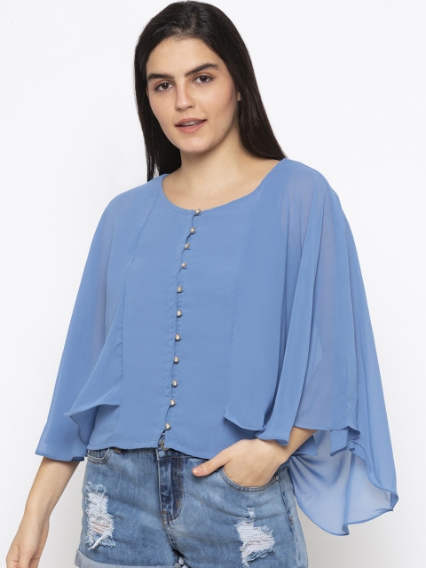 

Iti Women Blue Solid A-Line Top