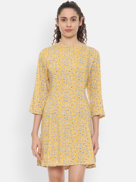 

Allen Solly Woman Women Yellow Printed Fit and Flare Dress