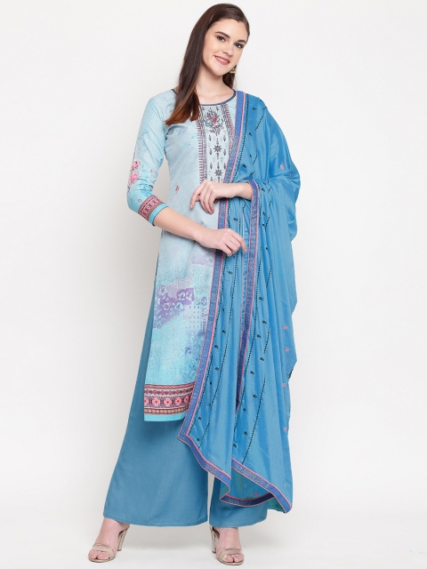 

Kvsfab Blue Cotton Blend Unstitched Dress Material