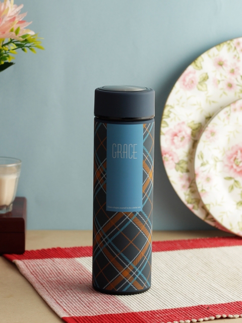 

INCRIZMA Grey & Blue Checked Stainless Steel Insulated Leak Proof Thermos Bottle 480 ml