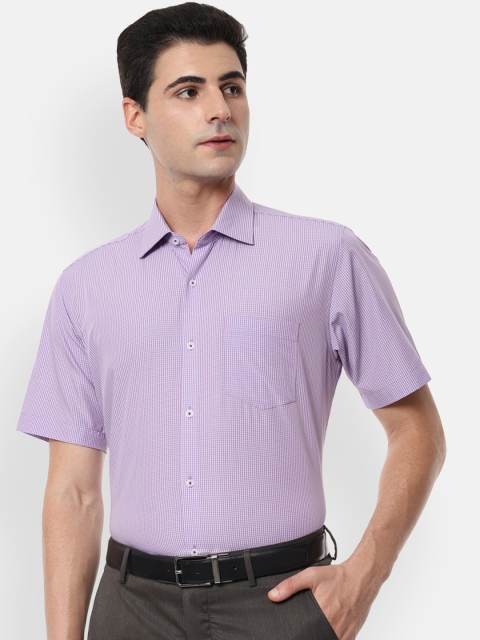 

Van Heusen Men Lavender & Off-White Regular Fit Checked Formal Shirt