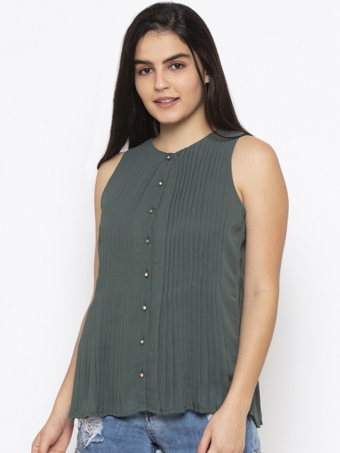 

Iti Women Green Solid A-Line Top