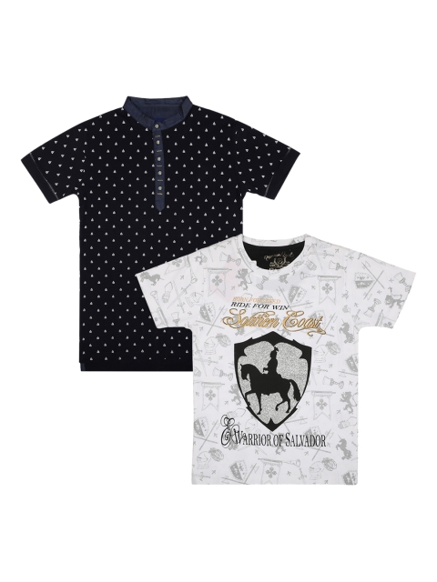 

Lil Tomatoes Boys Pack of 2 Printed Round Neck T-shirt, Navy blue