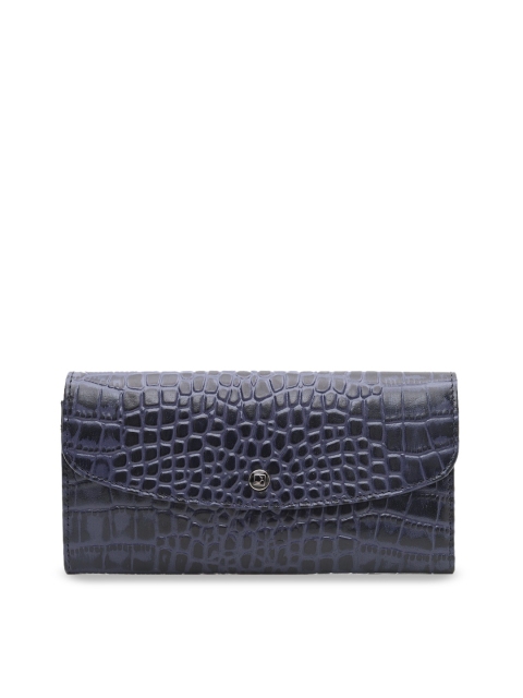 

Da Milano Women Navy Blue Textured Two Fold Leather Wallet
