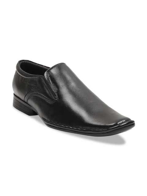 

BuckleUp Men Black Solid Leather Formal Slip-Ons