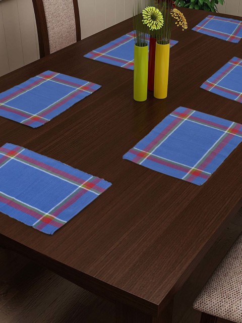 

NEUDIS Set of 6 Blue & Purple Solid Hand Woven Table Placemats