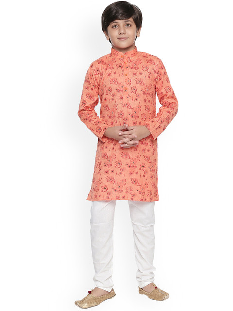 

Jeetethnics Boys Orange Printed Kurta with Pyjamas