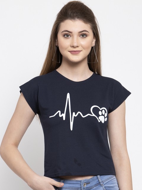

Everlush Women Navy Blue Printed Top
