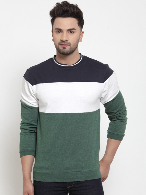 

armure Men Green & White Colourblocked Sweatshirt