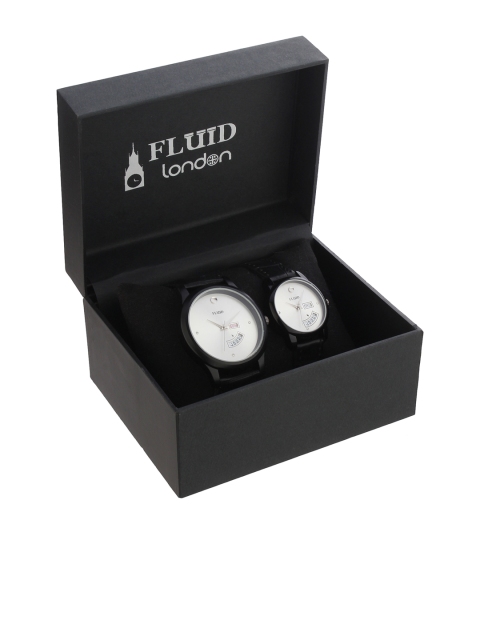 

FLUID Unisex Silver-Toned Couple Watch Gift Set FLW-750PR-SL01