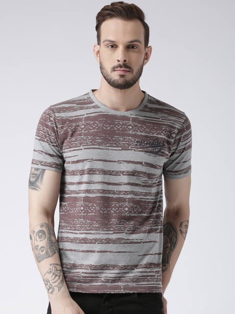 

Club York Men Grey & Brown Printed Round Neck T-shirt