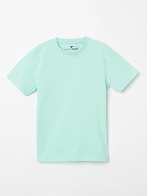 

Fame Forever by Lifestyle Boys Sea Green Solid Round Neck T-shirt