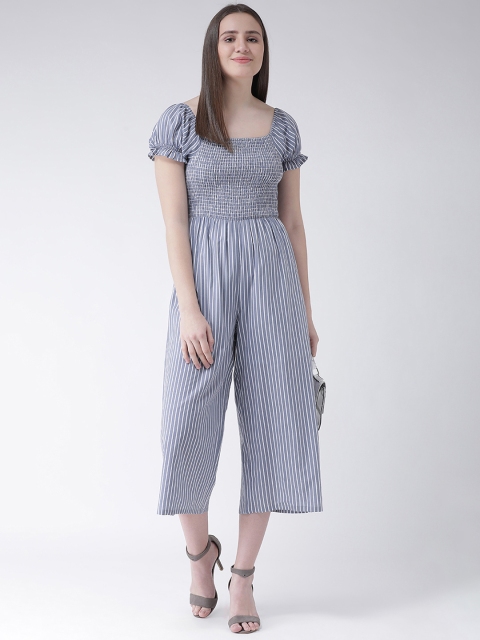

Aayna Women Grey & White Striped Basic Jumpsuit