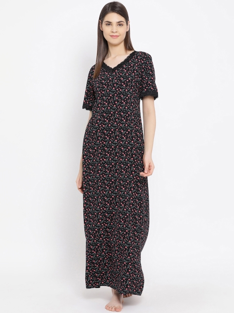 

Kanvin Black & Pink Printed Nightdress