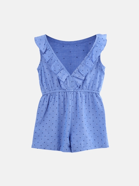 

Beebay Infant Girls Blue Printed Playsuit