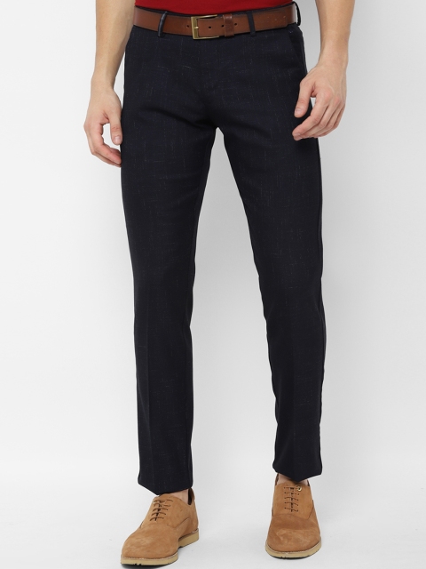 

Allen Solly Men Navy Blue Slim Fit Self Design Formal Trousers