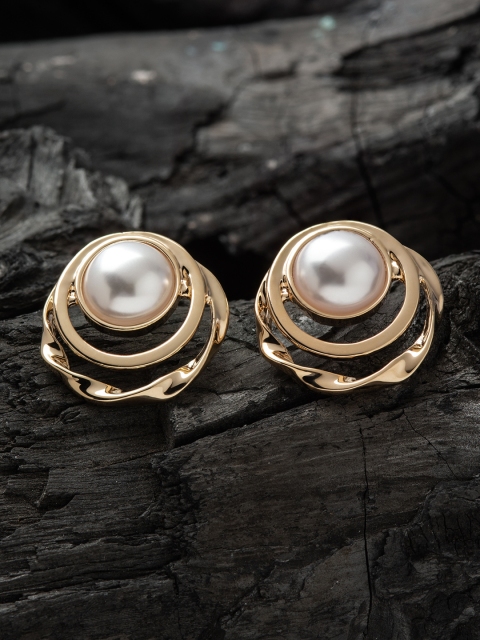 

E2O Gold-Toned & White Contemporary Studs